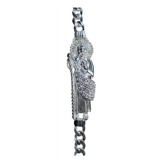JOYARIS Pulsera San Judas Tadeo Esclava Plata Solida Ley 925 Modelo2 Talla Largo/Ancho: 19.5 cm x 7 mm PT-0000210