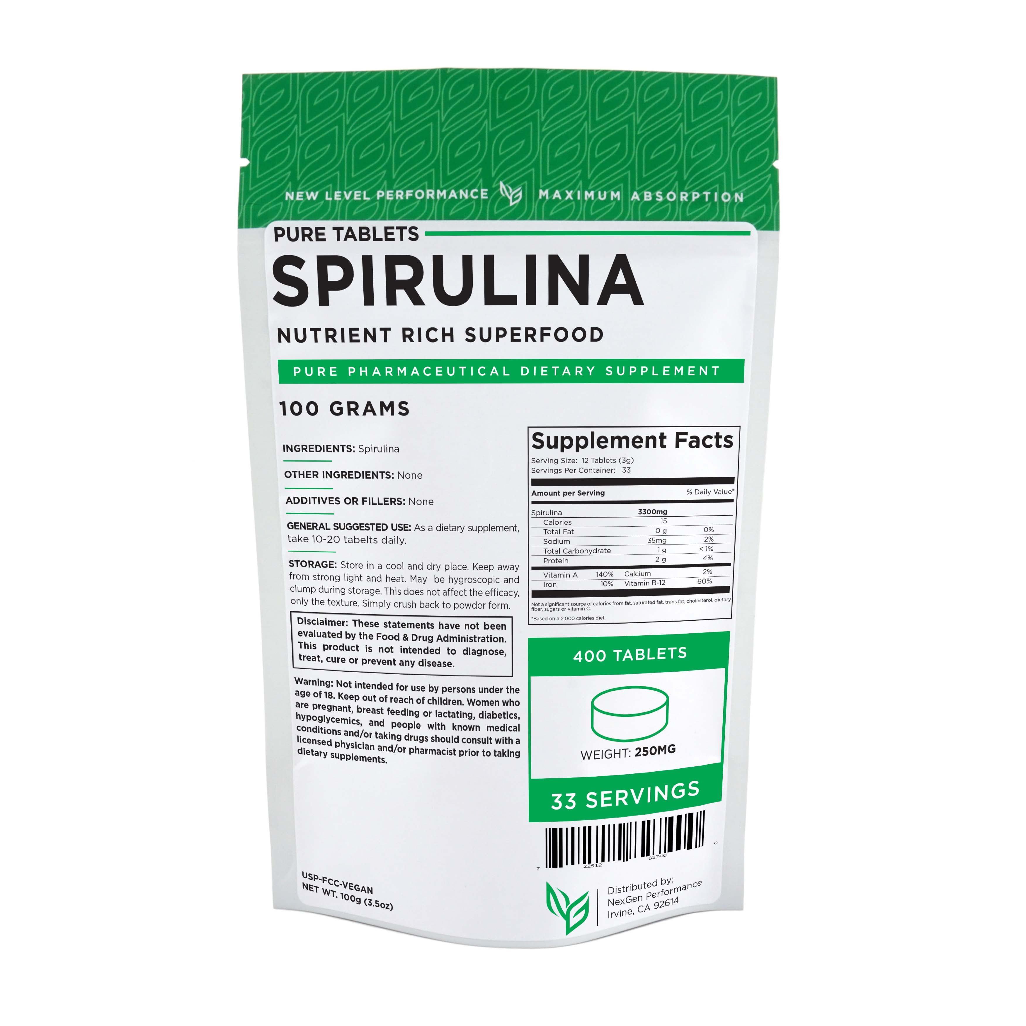 Organic Spirulina Tablets Boosts Energy & Supports Immunity Vegan