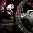 thumbnail image 3 of Car-Grand Bling Diamond Rhinestones Leather Steering Wheel Cover, Sparkly Crystal Glitter Universal Fit 14.5-15 Inches Car Steering Wheel Protector for Women Girl SUV, VAN, SEDAN TRUCK Multicolor, 3 of 8