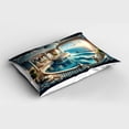 thumbnail image 2 of Ambesonne Fantasy World Pillow Sham, Balcony to the Ocean, 36" X 20", Dark Turquoise and Ecru, 2 of 2