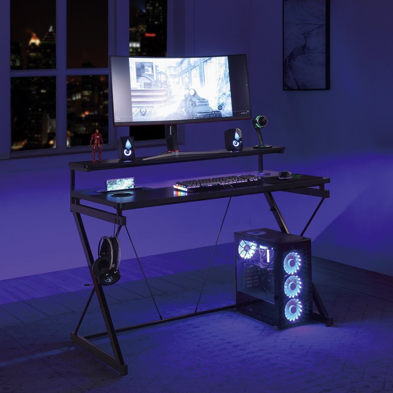 OSP Home Ghost Battlestation Gaming Desk in Black