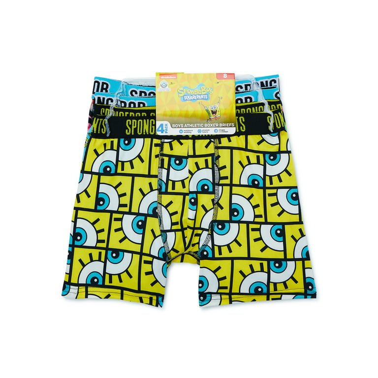 SpongeBob SquarePants Boys Boxer Brief Underwear, 4 pack, Sizes 4-14 