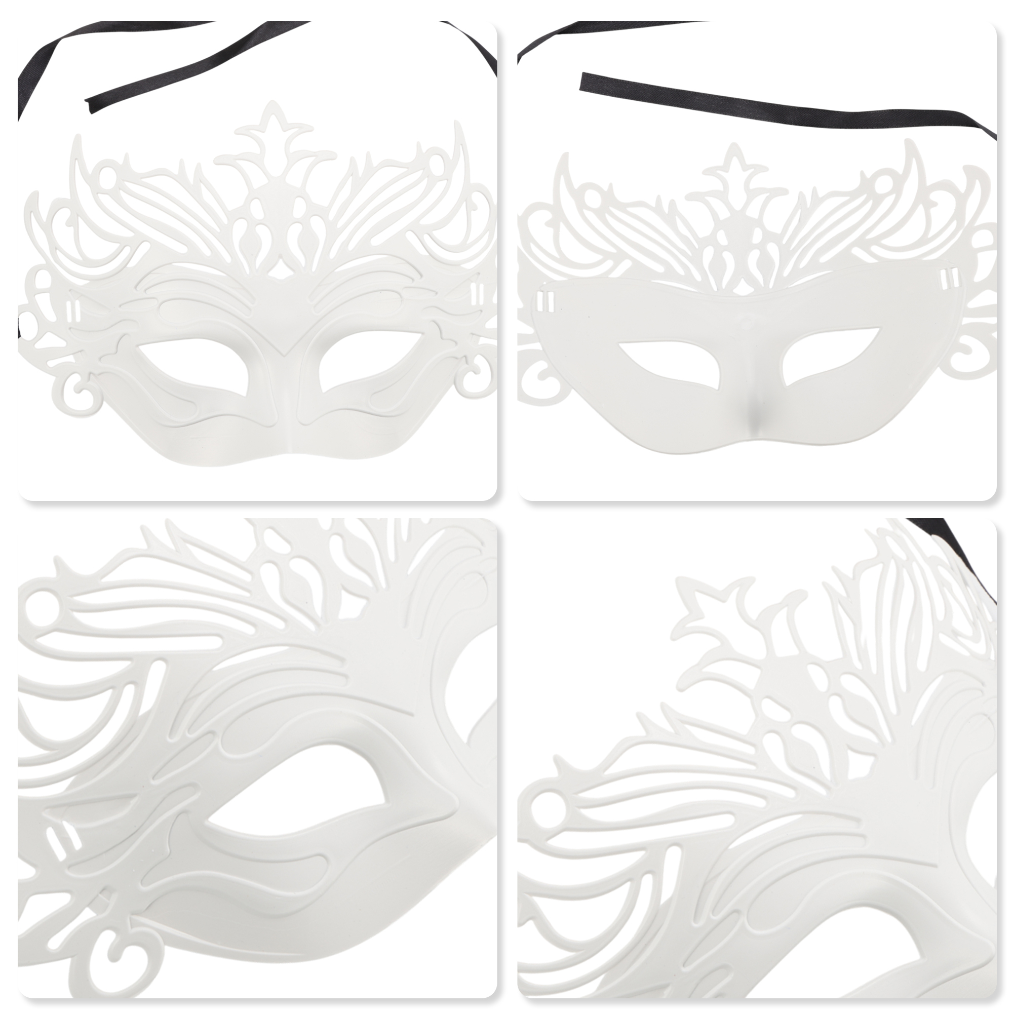 Unique Bargains 1 Box Elegant Half-face Party Mask White Pattern 1