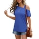 thumbnail image 2 of Camiseta con hombros descubiertos para mujer, Top informal de verano tipo suelto a la moda para uso diario, azul L, 2 of 6