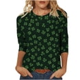 thumbnail image 2 of Gamivast Womens St Patricks Day T Shirts Cute Shamrock Clover Graphic Blouses Comfy 3/4 Sleeve Crewneck Holiday Pullover Vacation Outfits S-5Xl, 2 of 5