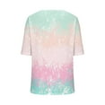 thumbnail image 4 of Tumotour Summer Tops For Women Short Sleeve V Neck Tunic Shirts Casual Gradient Color Loose Fashion Trendy Lightweight Soft Casual Summer Outfits Clothes 2025, 4 of 4