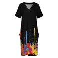 thumbnail image 3 of Vestido multicolor largo y loco para mujer, traje con bolsillos colgantes y horizontales, estilo coreano., 3 of 6