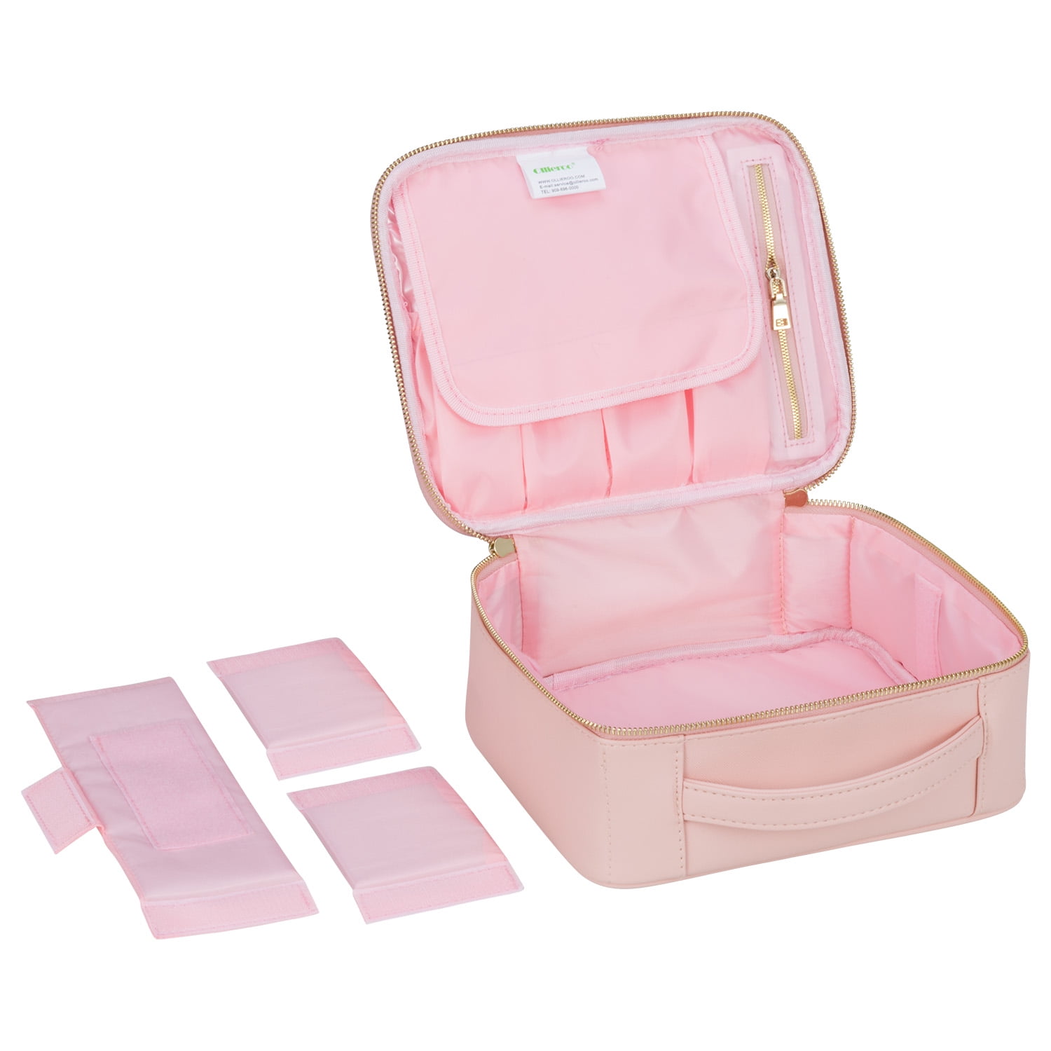 Mllieroo Portable Makeup Train Case 9.8'' Makeup bag Cosmetic Organizer Case,PINK