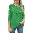 thumbnail image 4 of TKLPEHG 3/4 Sleeve T Shirts for Women Crew Neck Loose Fitted Summer Fashion Print Tshirt Dressy Casual Blouses Womens Clothes (Green,L), 4 of 6