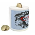 thumbnail image 2 of Animal Piggy Bank, Grunge Lion Portrait with Hipster Glasses Nerd Humor Comic King Illustration, Ceramic Coin Bank Money Box for Cash Saving, 3.6" X 3.2", Blue Black Red, by Ambesonne, 2 of 4