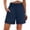 *Navy, variant on ClodeEU Women's Linen Shirred Elastic Waist 3" Shorts with Pockets,Solid Color Casual Summer Bottoms Black,Womens Plus XL