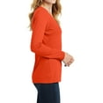 thumbnail image 3 of Womens Long Sleeve Fan Favorite Cotton/Polyester V-Neck Tee Orange X-Small, 3 of 5