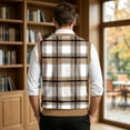 thumbnail image 5 of Dwellite Mens Plaid Sweater Vest Casual Sleeveless Knit Pullover V Neck Business Office Fall Winter Sweaters Khaki 5XL, 5 of 7