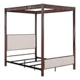 thumbnail image 2 of Zemy Queen Canopy Bed with 4 Posts, Beige Upholstery, Brown Metal, 2 of 7