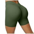 thumbnail image 4 of Tuphregyow Women's Solid Back V Shaped Sports Fitness Running Yoga Shorts Hiking Stretchy Athletic Workout Comfy Yoga Shorts Tights Design Army Green M, 4 of 5
