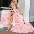 thumbnail image 2 of Elainilye Fashion Wedding Dresses for Women 2024 Summer Satin V Neck Short Sleeved Sequin Dress Party Clubwear Long Dresses,Pink, 2 of 6