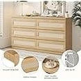 thumbnail image 7 of Rattan Dresser for Bedroom, Modern 6 Drawer Double Dresser with Anti-Tip Kit, Wood Storage Wide Chest of Drawers for Bedroom, Living Room, Hallway, Natural, 7 of 7