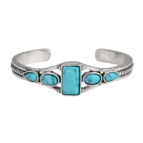 SIfdSeng Boho Vintage Turquoise Engraved Openwork Geometric Bracelet Open Adjustable Bracelet Heart Bracelets for Women Sterling Silver Sterling Silver Bracelets Cute Bracelets for Teen Girls