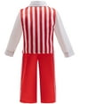 thumbnail image 3 of Gpaecead Kids Christmas Suit Boys Gentleman Long Sleeve Collar Red White Striped Suit Vest Shirt Pants Tie Party Outfits Red, 3 of 8