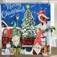 thumbnail image 3 of Christmas Shower Curtain Gnomes Bath Curtain Red Truck Christmas Tree Snowman Holiday Decorations Waterproof with 12Hooks 72"x72", 3 of 7