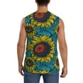 thumbnail image 4 of Xecao Sunflowers Print Men's Tank Top: Sleek Sleeveless Tee for Casual Sports and Beach Occasions-Large, 4 of 7