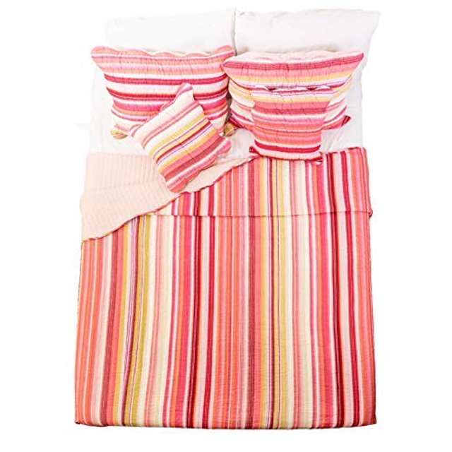 DaDa Bedding DXJ101824 Stunning 5-Piece Quilt Set, Queen, Striped