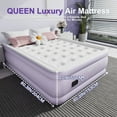 thumbnail image 4 of 22" Luxury Queen Air Mattress with Built-In Battery Pump,Heavy-Duty Waterproof Veltex Surface for Indoor/Outdoor Use,Portable Inflatable Camping Bed & Guest Bed(Lavender Purple), 4 of 8