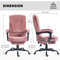 thumbnail image 2 of Pink Reclining Massage Office Chair with Footrest - Adjustable Height & 7-Point Vibration for Home or Office Comfort - Velvet-Feel Fabric, 2 of 7