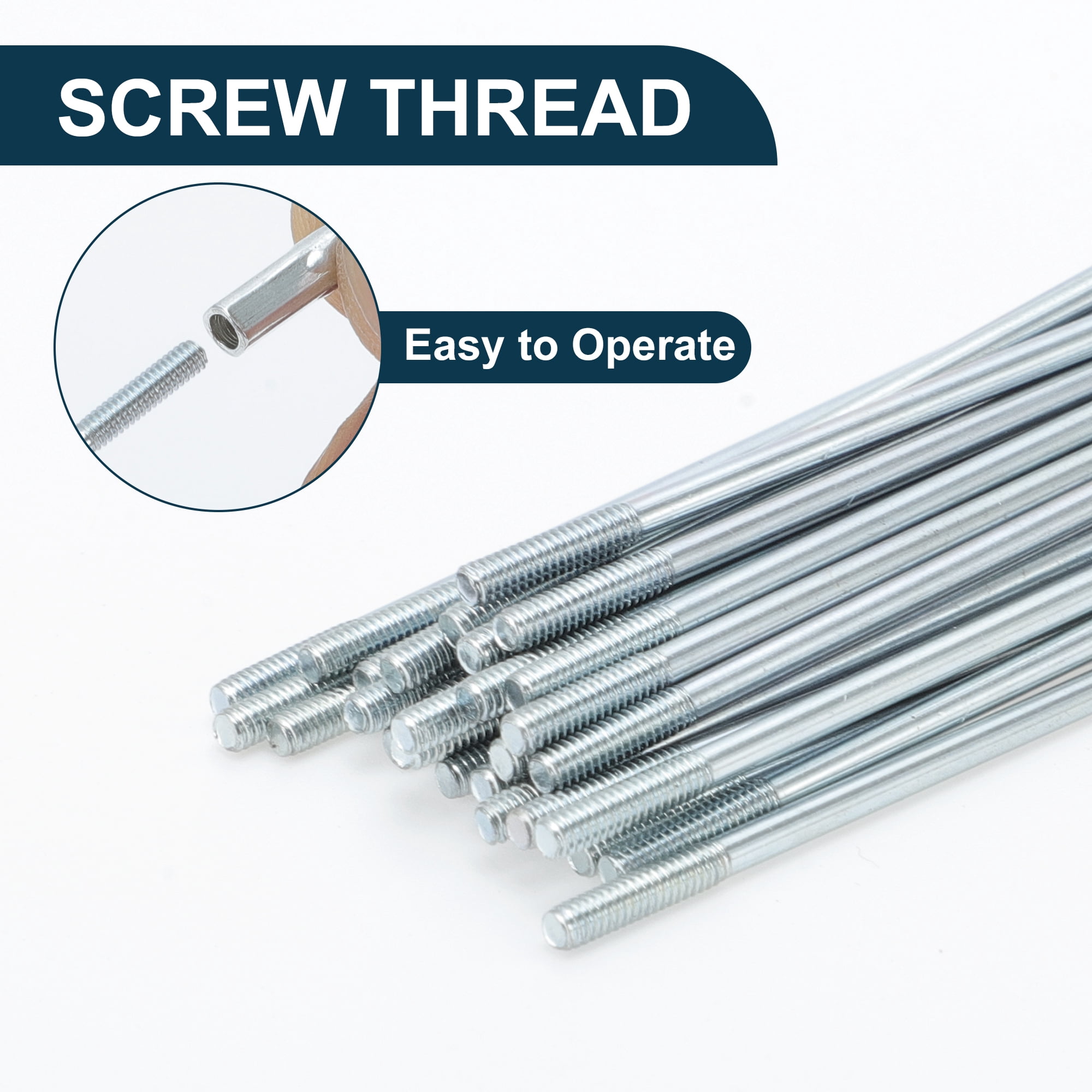 Unique Bargains 36Pcs 14G Carbon Steel Galvanized Bicycle Spokes with Nipples Silver 3.98"