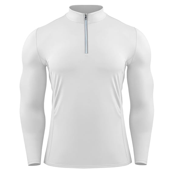 LEKWK Running Shirts for Men Quick Dry Quarter Zip Athletic Shirts Long Sleeve Compression Undershirts Reflective Gym Sport