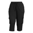Feathers Women's Plus Size Yummy Fleeceback Cargo Capri Pants