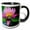Black/White, variant on 3drose, Canada, Manitoba, Winnipeg. Northern Leopard Frog in Lily Pad Flower., 11oz Two-tone Green Mug