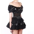 thumbnail image 4 of Jupe de Tailleur Transparente en Maille en Cuir Verni PVC Punk pour Femmes, Lingerie Aguichant en Dentelle, 4 of 8
