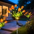 thumbnail image 2 of Rirool Solar Garden Lights Outdoor, 2 Pack Solar Tulip Lights with 14 Flowers, IP65 Waterproof LED Stake Light for Yard, Pathway, Patio, Landscape (Orange), 2 of 8