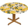 thumbnail image 3 of Cute Yellow Lemon Pattern Flowers Fitted Round Tablecloth Waterproof Table Cloth with Elastic Edge Wipe Clean Table Cover for Indoor Outdoor Fits 45"-50", Medium, 3 of 4