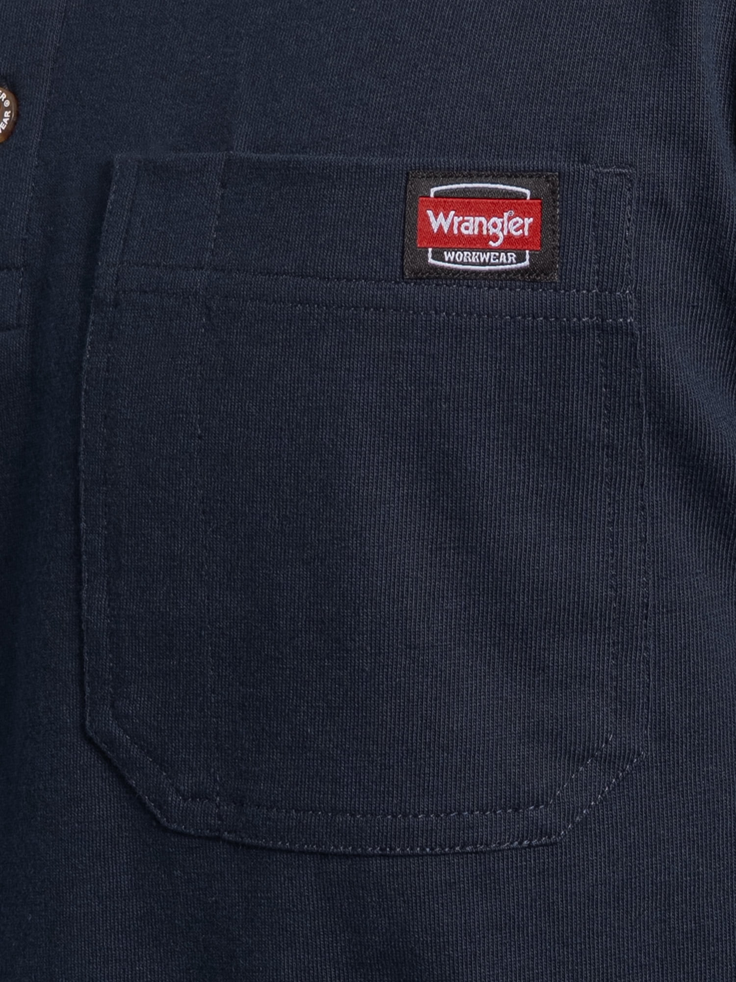Wrangler Workwear Men's Heavyweight Long Sleeve Henley Pen Pocket Shirt, Size S-3XL