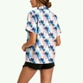 thumbnail image 4 of Plus Size Summer Shirts for Women Short Sleeve Button Down Collared Fashion Printed Casual Loose Beach Vacation Tops (XL, White), 4 of 5