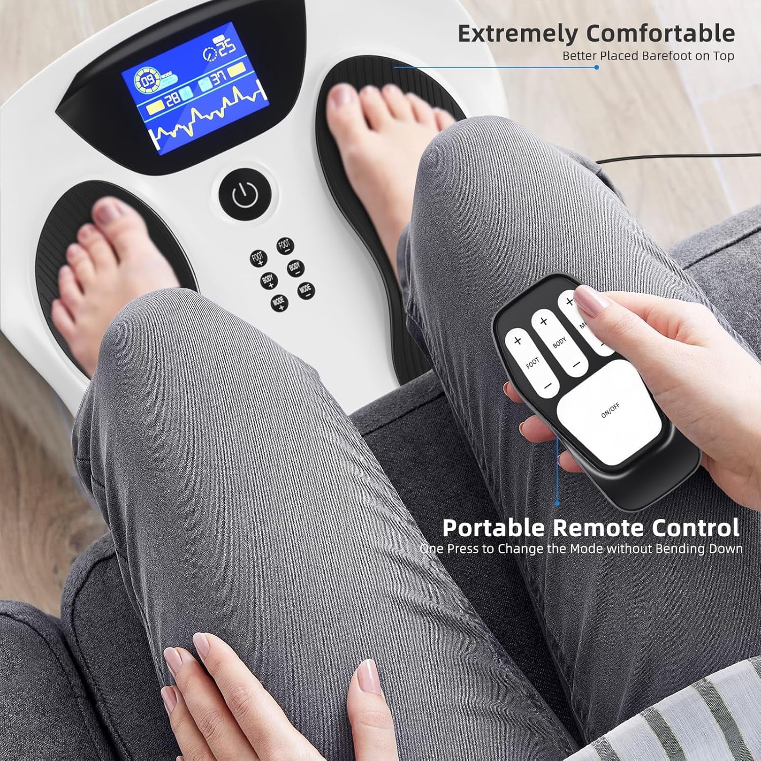 CNV Foot Nerve Muscle Stimulator Pro, TENS & EMS Foot Massager for Neuropathy, Circulation and Body Pain Relief, Electric Feet Legs Blood Circulation Machine, FSA or HSA Eligible