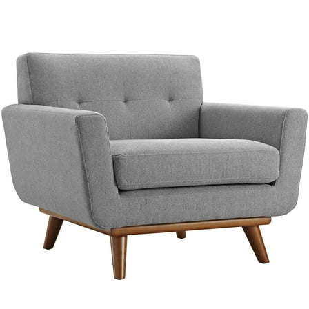 Modern Contemporary Upholstered Armchair, Grey Fabric