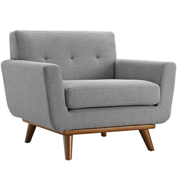 Modern Contemporary Upholstered Armchair, Grey Fabric