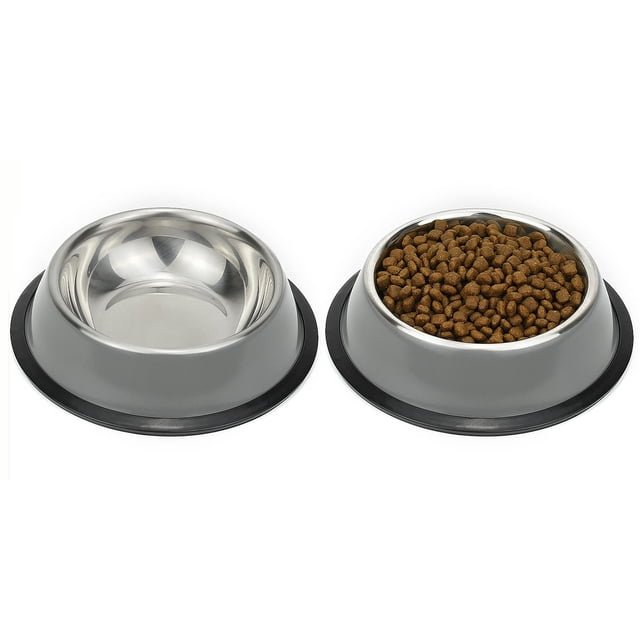 Podinor Cuencos De Acero Inoxidable Para Perros, Comida Y Agua, Antideslizantes, Apilables, Platos Para Cachorros Para Perros Pequeños, Medianos Y Grandes (Paquete De 2)