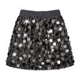 thumbnail image 6 of PEASKJP Teen School Uniform Skirts Baby Girls Layered Tutu Skirt Sparkling Sequin Tulle Dance Skirts (Black,12-13 Years), 6 of 7