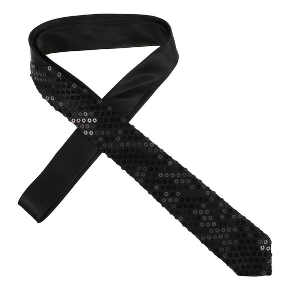 HEANUJJ Narrow Sequin Tie Black Sparkly Tie 1Pack Versatile Use For Various Demographics
