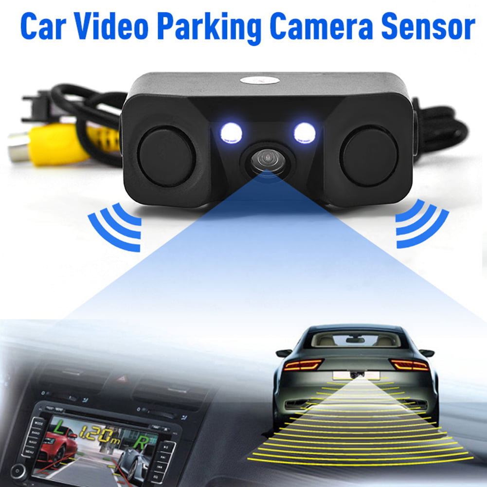 3in1 170°Car Visual Reversing Rear View Camera with Backup Radar Parking Sensor 