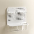 thumbnail image 1 of Estante modular para ducha Lisbinx | Organizador de baño de pared sin taladros | Estantería multiusos de plástico con ganchos y bandeja | Blanco | Ahorra espacio 37,5 x 35,5 x 15 cm | Diseño flexible, 1 of 1