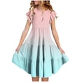 thumbnail image 1 of NTACZA Robe Fille à Manches Courtes, Robe Midi à Volants, Jeunesse, Évasée, Ombre, Robe Soleil Ligne A, 11 Ans, 1 of 8
