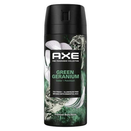 AXE Fine Fragrance Collection Premium Body Spray for Men Green Geranium deodorant with 72H odour protection and freshness Infused with Geranium, Cedar, and Patchouli Essential Oils 113 g