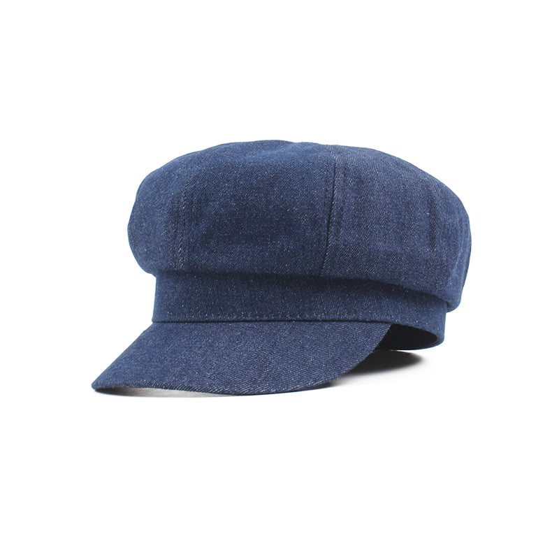 Women Denim Newsboy Cap Winter Octagonal Caps Beret Vintage Hat Non Adjustable 