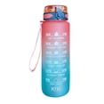 thumbnail image 2 of 1000ml Sports Water Bottle Time Marker Outdoor Portable Cups (Purple Lid), 2 of 3