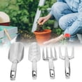 thumbnail image 2 of Paleta, pala, pala y rastrillo con mango plateado para trabajos de jardinería Juego de herramientas de jardinería de plástico de 4 piezas, 2 of 8